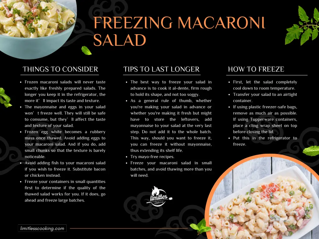 tips and tricks to freeze macaroni salad