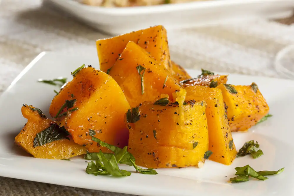 cooked sweet potatoes in a half-plate