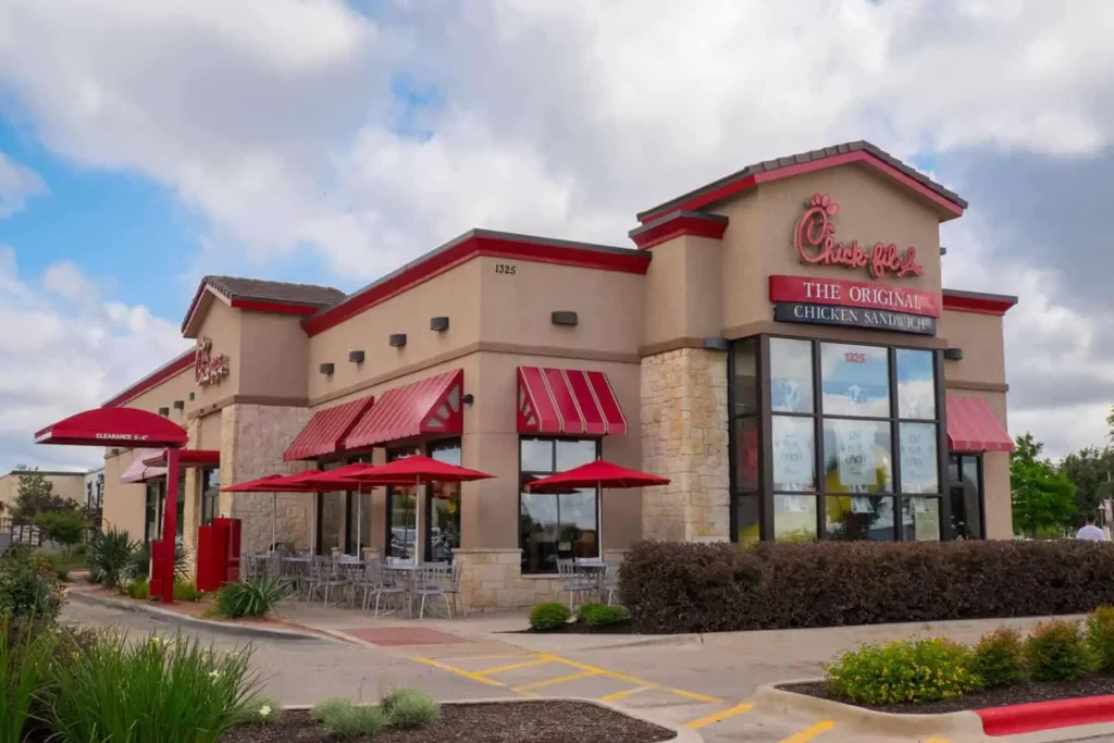 outside view of chick-fil a restaurant