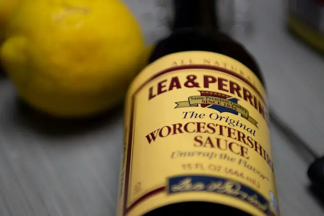 Closeup view of Worcestershire Sauce