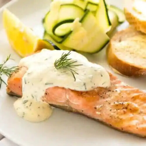 creamy dill salmon with garlic butter