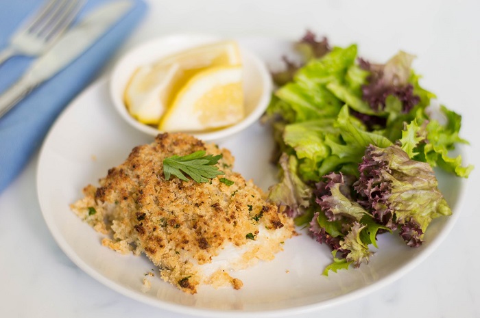 Baked Halibut with Parmesan Crumb Topping recipe