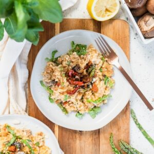 impossible meat and mushroom risotto